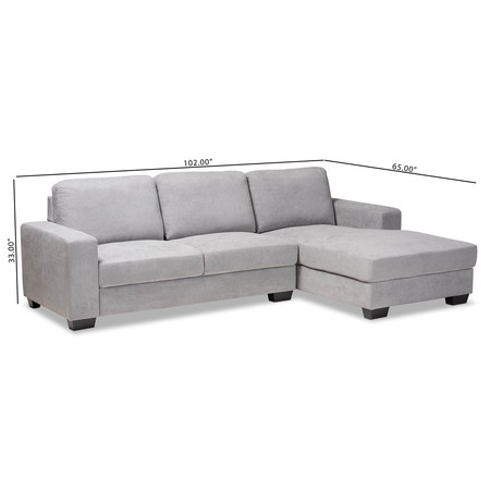 Baxton Studio Nevin Light Grey Upholstered Sectional Sofa with Right Facing Chaise 158-9743